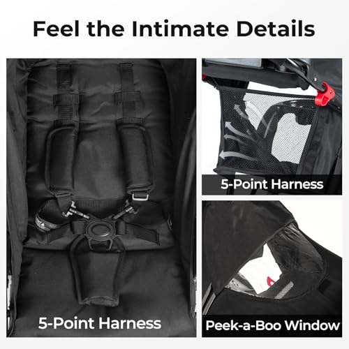 INFANS Jogging Stroller, Foldable Jogger with Air-Filled Tires Shock Absorbing Suspension Adjustable Backrest, Baby Running Strollers