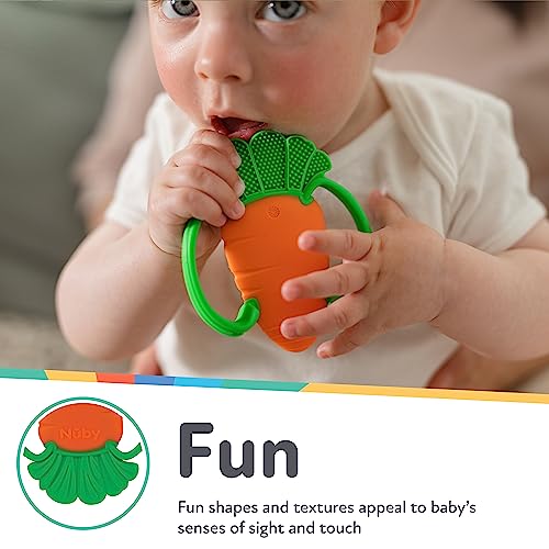 Nuby Veggie Teether for Teething Relief - Soft Baby Teething Toy for 3+ Months - Carrot - Easter Basket Stuffer