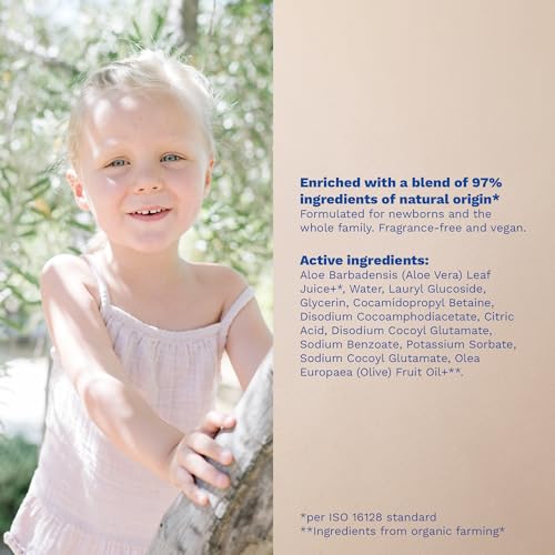 Mustela Certified Organic Cleansing Gel - Natural Hair & Body Wash with Olive Oil & Aloe Vera - For Baby, Kid & Adult - Fragrance Free, Vegan & Biodegradable - 13.52 fl. oz.