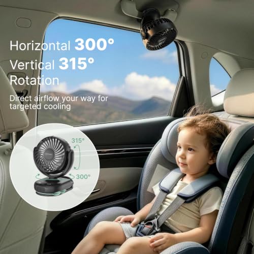 Momcozy Portable Stroller Fan with Clip | 4-Speed Mini-Fan for Carrier | Personal Fans Ultra Light 0.26lb | Gaps ≤4.5mm | Handheld Cooling | Rechargeable Rotate for Diaper Backpack/Table/Chair