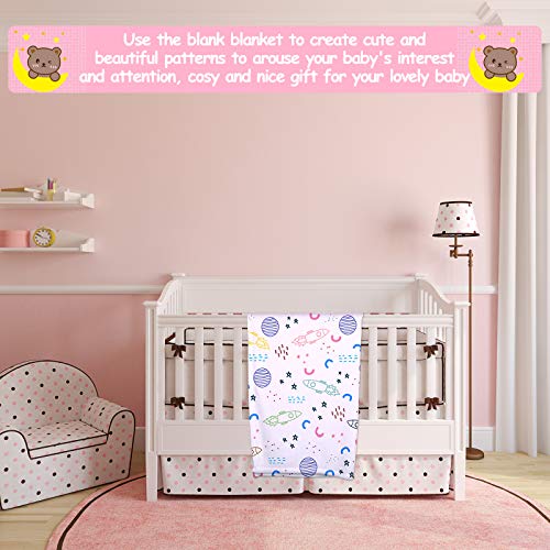 Boao 2 Pieces Flannel Fleece Sublimation Baby Blankets 30 x 40 Inch Blank White Baby Receiving Blanket Fuzzy Soft Warm Blanket Infant Newborn Blankets for Crib Stroller DIY