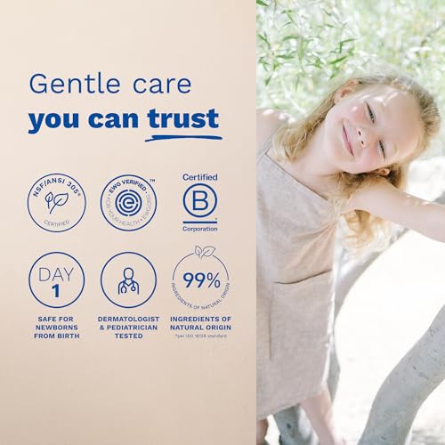 Mustela Certified Organic Hydrating Cream - Natural Body Lotion w/Olive Oil, Aloe Vera & Sunflower Oil - For Baby, Kid & Adult - Fragrance Free, EWG Verified & Vegan - 5.07 oz. - Packaging may vary