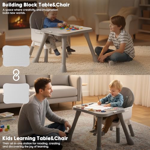 UNISWAN 6 in 1 Baby High Chair, Convertible Highchair for Babies and Toddlers (Grey)