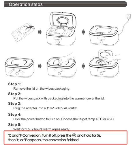 Bellababy Wipe Wamer for Vehicle and Home Use, Baby Wet Wipes Dispenser and Diaper Wipe Warmer with Night Light,Temperature Display,No Need Water and Sponge, ℉ and ℃ Convertible