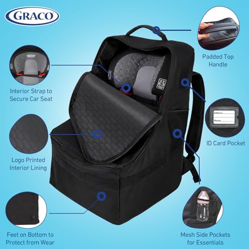 Graco Padded Car Seat Travel Bag & Infant Carrier Backpack, Black