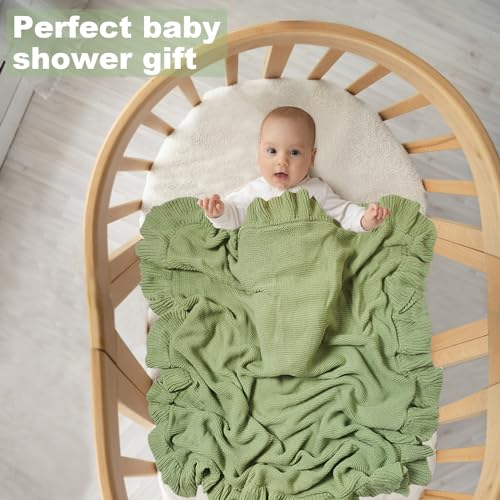 YCHWFF Knit Baby Blanket 40x30 for Boy & Girl Soft Swaddle Blanket (White)