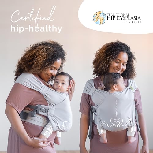 Boba Bliss Pre-Wrapped Baby Carrier with Buckle - Newborn to 7-35 lbs Light, Breathable & Easy to Adjust Hybrid Infant Sling & Toddler Carrier - Certified Hip-Healthy for 0-18 Months - Gray