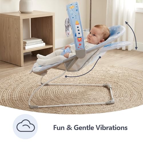 Baby Bouncer, Portable Baby Bouncer with Music Foldable Indoor & Outdoor Use for Baby 0-6 Months 6-20 lbs,Blue