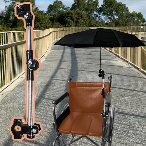Universal Umbrella Mount Holder,180° Adjustable Umbrella Holder for Stroller,Hole Diameters 0.8-1.3cm,Umbrella Clamp Umbrella Stretch Mount Stand Holder for Stroller,Wheelchair,Walker,Rollator