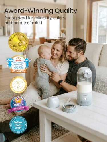 Grownsy Detachable Portable Bottle Warmer for Travel, All-in-One BPA-Free Shatterproof Non-Glass Milk Warmer with Nipple, Dual Heating Modes for Breastmilk & Formula, Fast Heating & Long Battery Life
