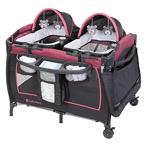 Baby Trend Lil’ Snooze™ Deluxe III Nursery Center® Playard for Twins, Cozy Berry