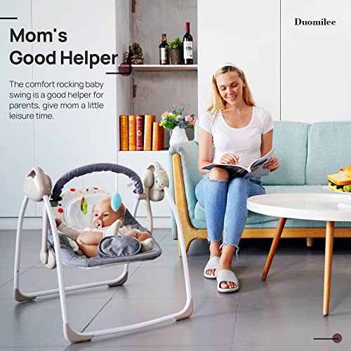 DUOMILEE Baby Electric Swing,Soothing Portable Swing with Intelligent Music Vibration Box,Comfort Swing for Infant Load Resistance: 6-25 lb, Applicable Object: 0-9 Months for Infants.