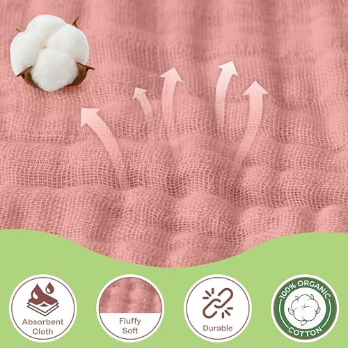 OEKO TEX 100% Organic Cotton 2 PK Muslin Baby Towels For Newborn 32x32 in
