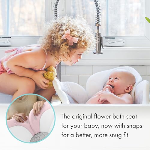 Blooming Bath Baby Bath Seat - Baby Tubs for Newborn Infants to Toddler 0 to 6 Months and Up - Infant Essentials Must Haves - The Original Washer-Safe Flower Seat - Lotus, Pink/White/Gray