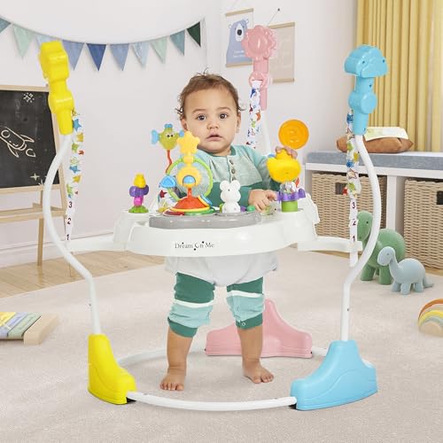 Dream On Me 2-in-1 Baby Activity Center & Bouncer Jumper, 360° Rotating Seat, 3-Height Adjustable, 12 Melodies with Lights & Interactive Toys, Promotes Early Development - Star Print