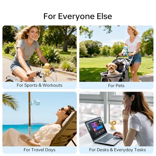 JISULIFE 2026 Stroller Fan – Small & Stylish with 38H Cooling, Soft Night Light, One‑Click Detachable for Stroller or Desk, Safe Baby Fan for Crib Car Seat Nursery Travel, Gifts for Baby Mom (Blue)