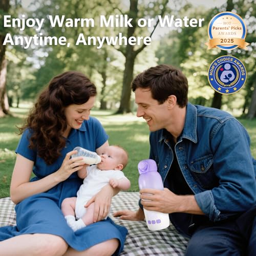 Portable Bottle Warmer for Travel - 12oz Cordless Milk Warmer, Dual Heating Modes for Breast Milk & Water, Fast Heating Smart Temperature Control, Ideal for Outdoor, Car, and Nighttime Feeding
