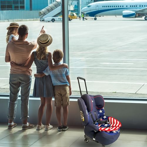 Car Seat Dolly for Airport - CarSeat Roller Cart Wheels for Airplane - Car Seat Travel Cart Carrier with Straps Foldable Luggage Trolley Folding Hand Truck (Black)