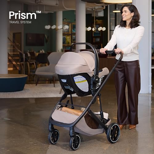 Britax Prism Full-Size Travel System, Infant Car Seat Stroller Combo with Alpine Base; Baby & Toddler Stroller with One-Hand Fold & Telescopic Handlebar; ClickTight Car Seat Installation Teak