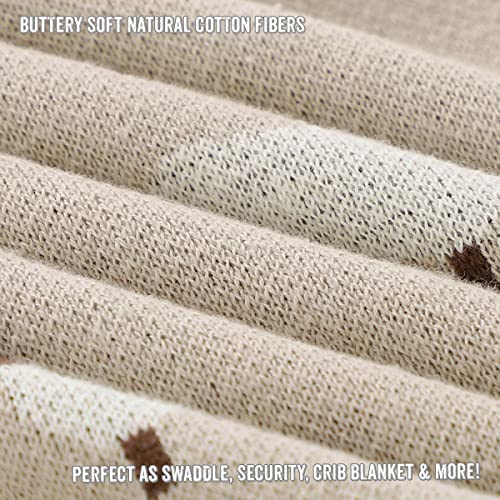 Bleu La La Baby Swaddle Blanket - 100% Luxury Cotton Knit Soft Cozy Lightweight Unisex Receiving Stroller Quilt Blanket for Shower Gift Registry for Newborns Infants Toddlers (Sheep - Khaki)