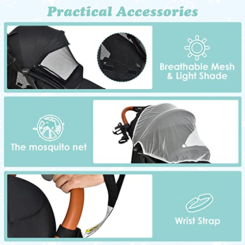 INFANS Lightweight Baby Stroller, Compact Infant with One-Hand Fold, Travel Stroller for Airplane with Cup Holder, Canopy 5-Point Harness Foot Cover for 6-36 Month