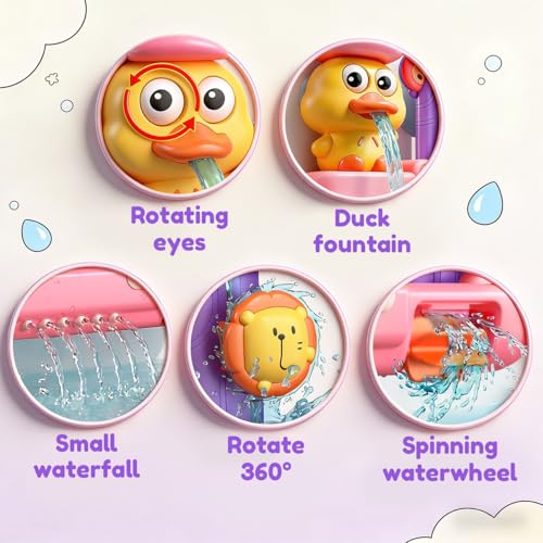 Bath Toys for Kids Ages 1-3: Toddler Bath Toys for 1 2 3 Year Old Girl Gifts - Pink Bathtub Toy for Toddlers 2-4 - Baby Girl Gifts 12+ Months