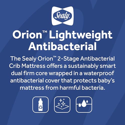Sealy Baby 2-Stage Dual Firm Crib Mattress, Breathable Infant & Toddler Mattress with Medical-Grade Waterproof Cover, GREENGUARD Gold Certified, Made in USA, 52 x 28 Inches