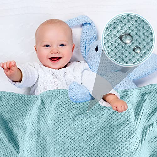 Reginary 4 Pack Fuzzy Blanket 30 x 40'' Waffle Flannel Baby Throw Blankets Warm Nursery & Crib Blankets for Girl & Boy Newborn Infant(Light Blue, Pink, Beige, Gray)