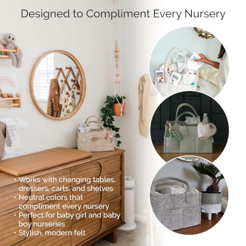 Parker Baby Diaper Caddy - Nursery Storage Bin and Car Organizer for Diapers and Baby Wipes - Oatmeal, Regular