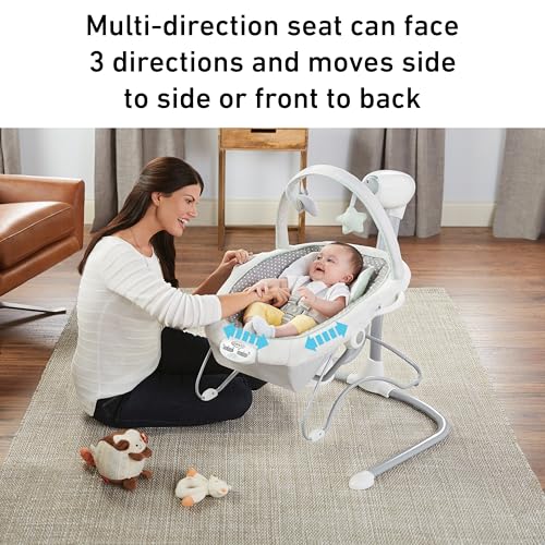 Graco Soothe ’n Sway LX Portable Baby Swing and Baby Bouncer Bouncer, Multi Direction Seat, 2 Speed Vibration, Derby