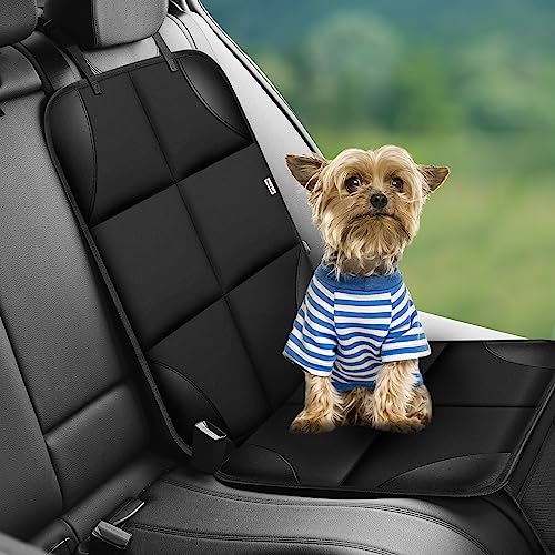 Meolsaek Car Seat Protector for Child Car Seat, Durable 600D Fabric Waterproof Car Seat Cover with Thick Pad Non-Slip Backing，No Imprints (Black 1pc)