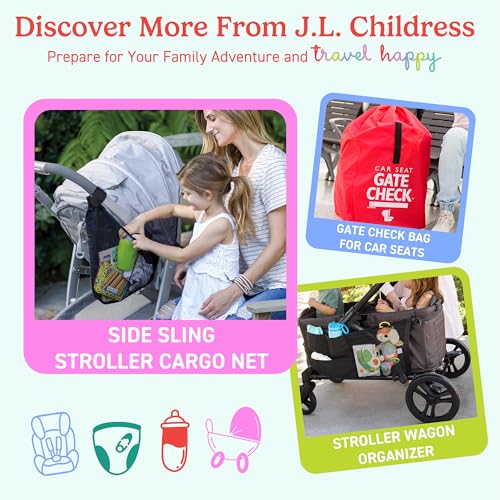 J.L. Childress Cool 'N Cargo Stroller & Wagon Cooler - Insulated Stroller Organizer Bag with Cup & Bottle Holder, Travel Accessory for Parents, Universal Fit, Large Capacity Storage Attachment - Black