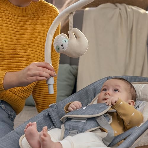 Ingenuity Gas Relief and Anti-Colic Baby Bouncer Seat and Rocker, Gentle Belly Massage to Relax and Soothe Bellies, Instant Tummy Soother, 20 Songs and Melodies – Parker