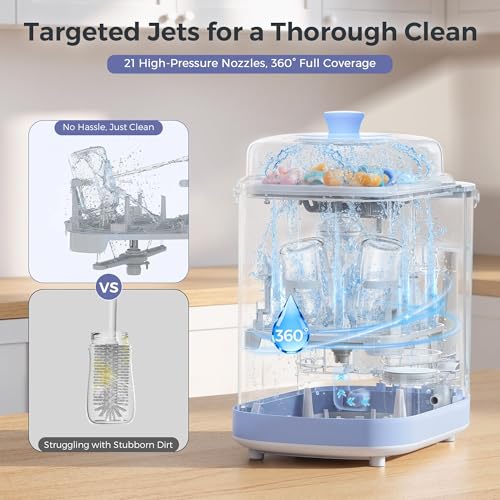 MOMFANN EasePure Pro Baby Bottle Washer, Upgraded 4-in-1 Bottle Washer and Sterilizer and Dryer, Deep Clean for Bottles, Pump Parts & Baby Essentials, Time-Saving Effortless Baby Care