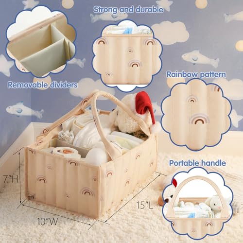 Geetery Diaper Caddy Organizer for Newborn & Nursery- Large, Sturdy Storage Basket for Diapers, Wipes & Baby Diapers Essentials