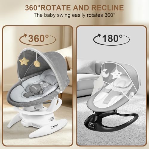 3-in-1 Baby Swing for Infants, Infant Swing with 5 Speeds & 3 Swing Modes, 12 Melodies, Electric Swing for Baby, Indoor & Outdoor Use, Up to 25 lbs, Gray