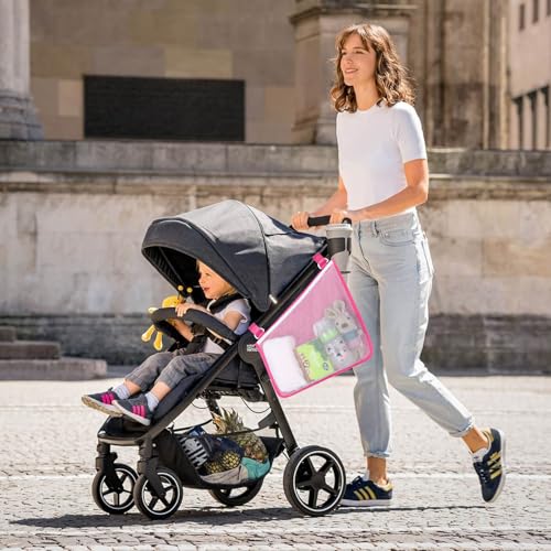 Accmor Universal Stroller Organizer, Side Sling Stroller Organizer, Mesh Cargo Net Stroller Storage Caddy Accessories, Stroller Bag Accessories Fits for Uppababy, Nuna, Baby Jogger, Doona Strollers