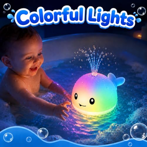 Gigilli Baby Bath Toys, Light up Bath Toys for Kids Ages 1-3, Pool Water Toys 1 Year Old Boys Girls Gifts, 6-12-18 Months Baby Whale Bath Toy Sprinkler, Toddler Fountain Bathtub Water Table Toy