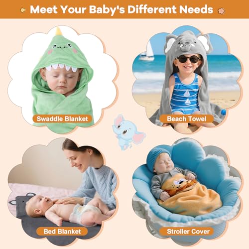 12 PCS Baby Bath Towels Set, Baby Towels for Newborn Bath Essentials