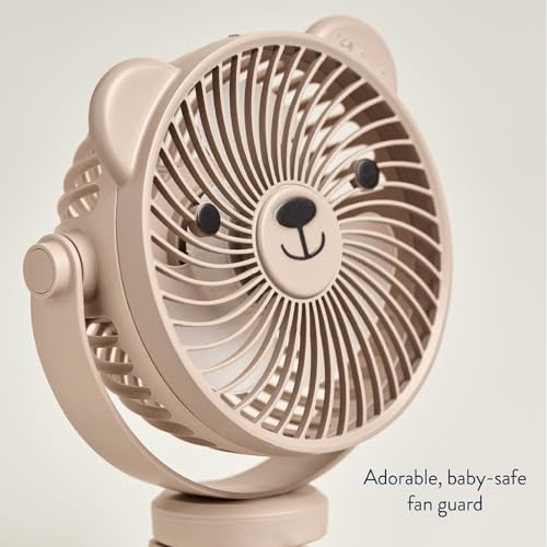 Itzy Ritzy Baby Stroller Fan - Rechargeable Fan Features 360 Degree Swivel, Flexible Wraparound Legs and 3 Speeds (Bear)