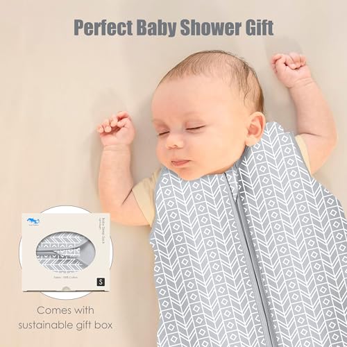 SWEET DOLPHIN Baby Sleep Sack 0-6 Months - 100% Cotton 2-Way Zipper TOG 0.5 Infant Wearable Blanket, Newborn Essentials Toddler 3 Pack Sleeping Sacks - Grey