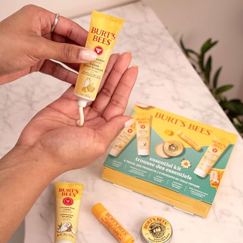 Burt's Bees Mothers Day Gifts Ideas - Essentials Everyday Set, 5 Travel Size Products - Deep Cleansing Cream, Hand Salve, Body Lotion, Foot Cream and Original Lip Balm