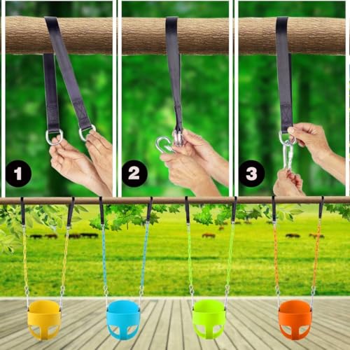 KINSPORY Toddler Swing, Full Bucket Baby Swing Seat & Iron Chains (Pink)