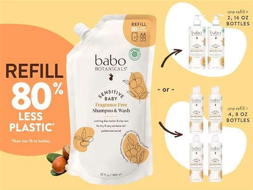 Babo Botanicals, Shampoo and Wash Refill Baby Sensitive, 32 Fl Oz