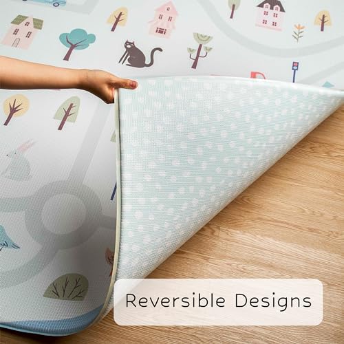 Keiki Care Reversible Play Mat 82” x 55” - for Infants, Babies, Toddlers, Kids | Waterproof, Durable, Non-Toxic, Easy-to-Clean | Thick & Large Soft Foam Floor Mat for Gym, Nursery, Playroom