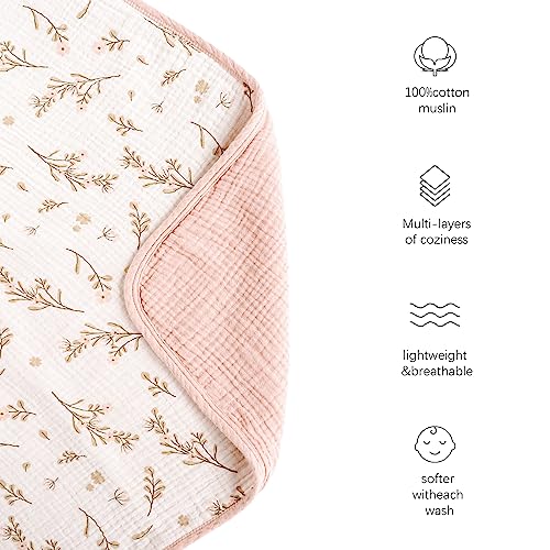 Konssy Muslin Baby Blankets, Super Soft 100% Cotton Crib Blanket
