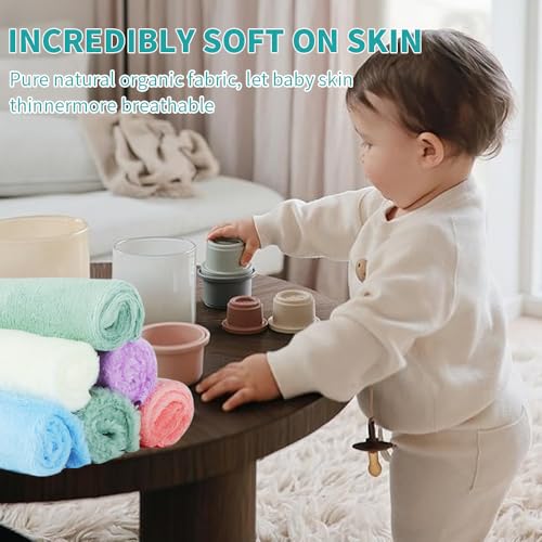 MIXCOOL 20 Pack 10x10 Inches Microfiber Coral Fleece Baby Washcloths,Extra Absorbent,Soft Wash Clothes,Bath Face Towel for Newborn,Infant and Toddlers (Muticolor)