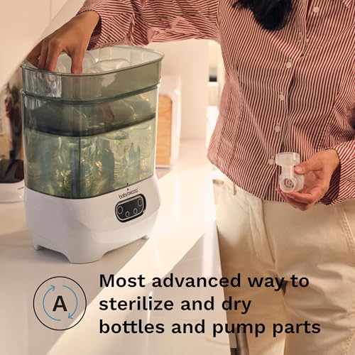 Baby Brezza Bottle Sterilizer and Dryer Advanced – 33% Faster - Largest Capacity Steam Sanitizer - Universal Sterilization Machine for All Bottles + Pump Parts - HEPA Air Filter