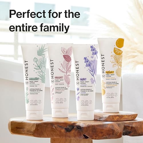 The Honest Company Hydrating Face and Body Lotion, Fast Absorbing, Naturally Derived, Hypoallergenic, Fragrance-Free, Sensitive, 8.5 fl oz