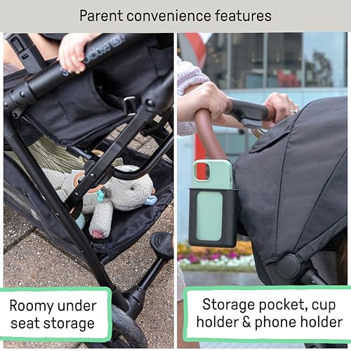 Ingenuity 3Dquickclose CS+ Compact Fold Stroller – Lightweight Stroller with Oversized Canopy, Extra-Large Storage and Compact Fold, Gray